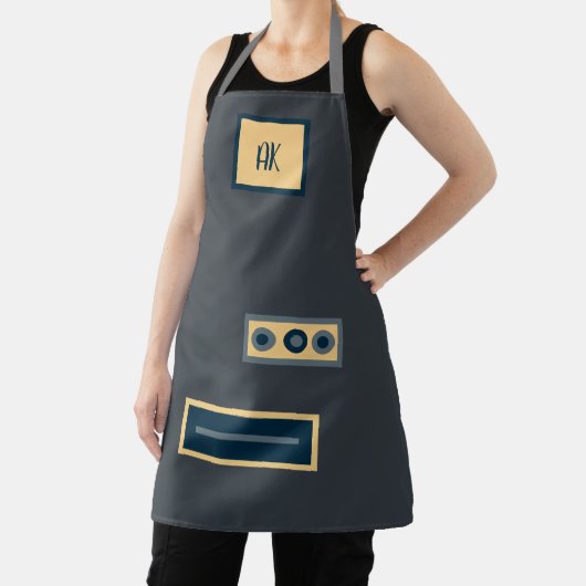 Fun Retro Dark Grey Personalized Apron Schort (Insitu)