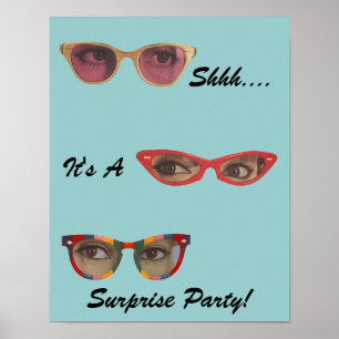 Fun Retro Discreet Surprise Party Poster
