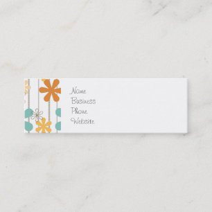 Fun Retro Floral Pattern Oranje Blue Wall Flowers Mini Visitekaartje