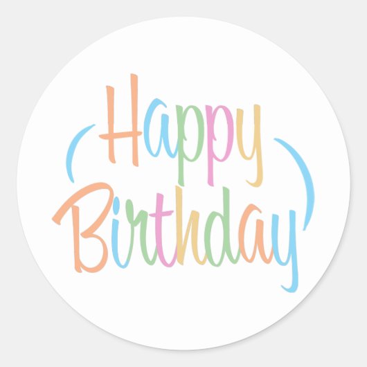 Fun Retro Happy Birthday Ronde Sticker (Voorkant)