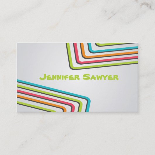 Fun Retro Lines - Stijl 1 Visitekaartje (Voorkant)