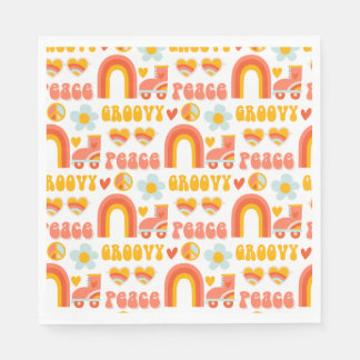 Fun retro Modern hippie gezegden en regenboog Servet