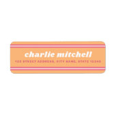 Fun retro oranje frambozenroze retouradres etiket (Voorkant)