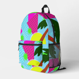 Fun Retro Palm Neon Epic Eighties Patroon Bedrukte Rugzak