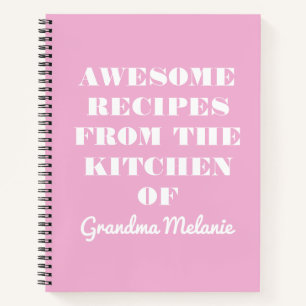 Fun Retro Pink Typografie Grandma Recipe notebook Notitieboek