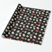 Fun Retro Popcorn Pattern Cadeaupapier (Uitgerold)
