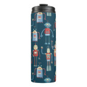 Fun Retro Robot Pattern Thermosbeker (Voorkant)