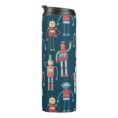 Fun Retro Robot Pattern Thermosbeker (Geroteerd rechts)