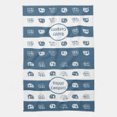 Fun Retro RV Happy Campers in Blue and White Theedoek (Verticaal)