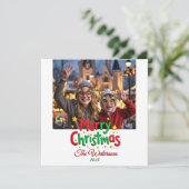 Fun Retro Script Merry Christmas Letterpress Photo Feestdagenkaart (Staand voorkant)