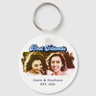 Fun Retro Style Bestie Foto Sleutelhanger