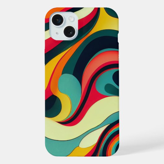 Fun Retro Swirl iPhone 15 Plus Coque. (Verso)