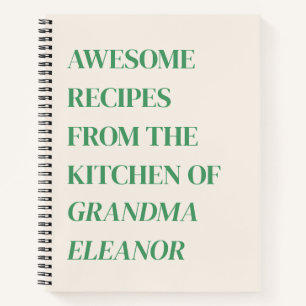 Fun Retro Typografie Kelly Green Grandma Recipe Notitieboek