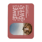 Fun Retro Typography Photo Weddenschap Save the Da Magneet (Verticaal)
