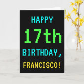 Fun /Retro Video Game 17th Birthday Kaart (Gele Bloem)