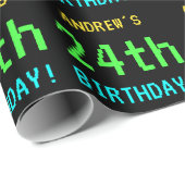 Fun /Retro Video Game Kijk 24e verjaardag Cadeaupapier (Rol Hoek)