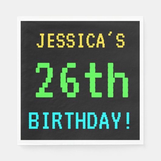 Fun /Retro Video Game Kijk 26th Birthday Servet (Voorkant)