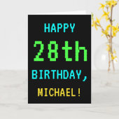 Fun /Retro Video Game Kijk 28th Birthday Kaart (Gele Bloem)
