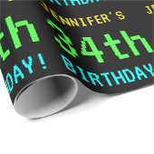 Fun /Retro Video Game Kijk 34e verjaardag Cadeaupapier (Rol Hoek)