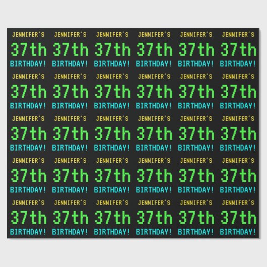 Fun /Retro Video Game Kijk 37th Birthday Cadeaupapier (Vlak)