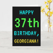 Fun /Retro Video Game Kijk 37th Birthday Kaart (Gele Bloem)