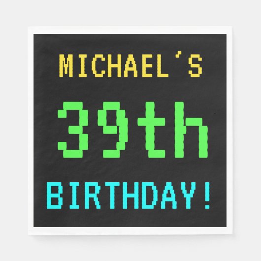 Fun /Retro Video Game Kijk 39th Birthday Servet (Voorkant)