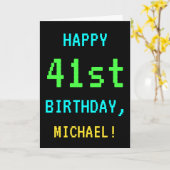 Fun /Retro Video Game Kijk 41e verjaardag Kaart (Gele Bloem)