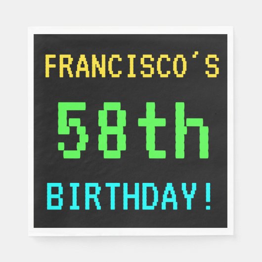 Fun /Retro Video Game Kijk 58th Birthday Servet (Voorkant)