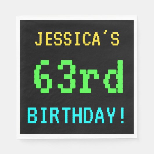 Fun /Retro Video Game Kijk 63rd Birthday Servet (Voorkant)