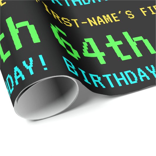 Fun /Retro Video Game Kijk 64th Birthday Cadeaupapier (Rol Hoek)