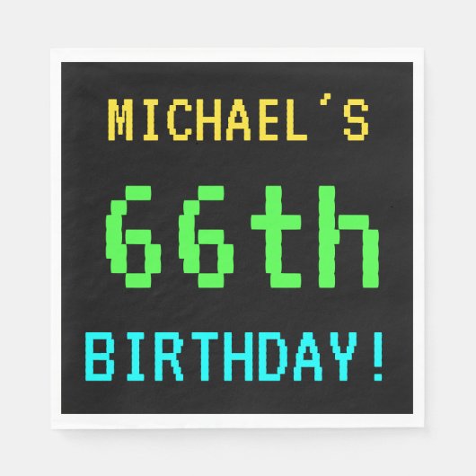 Fun /Retro Video Game Kijk 66th Birthday Servet (Voorkant)