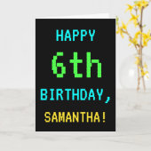 Fun /Retro Video Game: kijk 6e verjaardag Kaart (Gele Bloem)