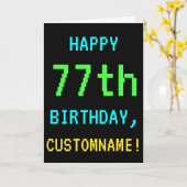 Fun /Retro Video Game Kijk 77th Birthday Kaart (Gele Bloem)