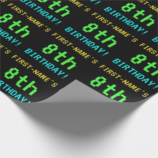 Fun /Retro Video Game Kijk 8th Birthday Cadeaupapier (Hoek)