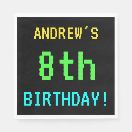Fun /Retro Video Game Kijk 8th Birthday Servetten (Voorkant)