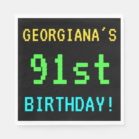 Fun /Retro Video Game Kijk 91st verjaardag Servetten (Voorkant)