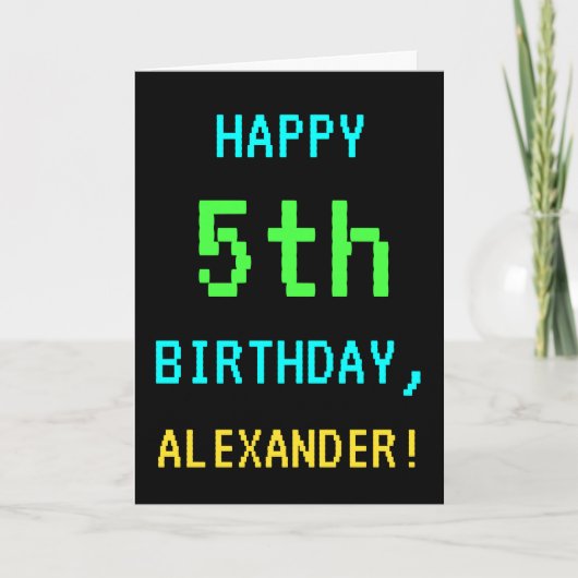 Fun /Retro Video Game Kijk op 5th Birthday Kaart (Voorkant)