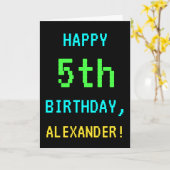 Fun /Retro Video Game Kijk op 5th Birthday Kaart (Gele Bloem)