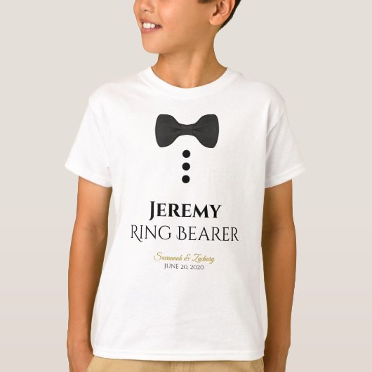 Fun Ring Bearer Black Stropdas Wedding T-shirt (Voorkant)