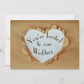 Fun Ripped Brown Paper Bag Heart Wedding Kaart (Voorkant)