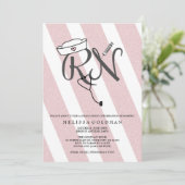 FUN RN afstuderen nodigt zwarte roze glitter uit Kaart (Staand voorkant)