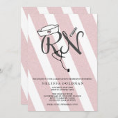 FUN RN afstuderen nodigt zwarte roze glitter uit Kaart (Voorkant / Achterkant)