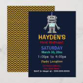 Fun Robot Premier anniversaire Invitation de fête (Devant / Derrière)