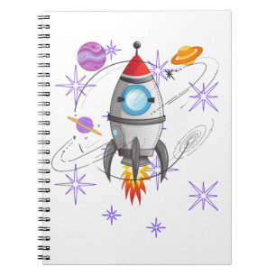 Fun Rocket Ship Space Stars Planets Notitieboek