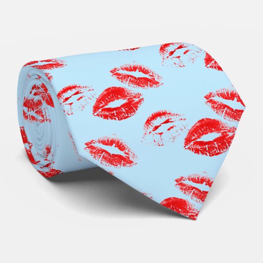 FUN! Rode lipstick Prints Stropdas (Opgerold)
