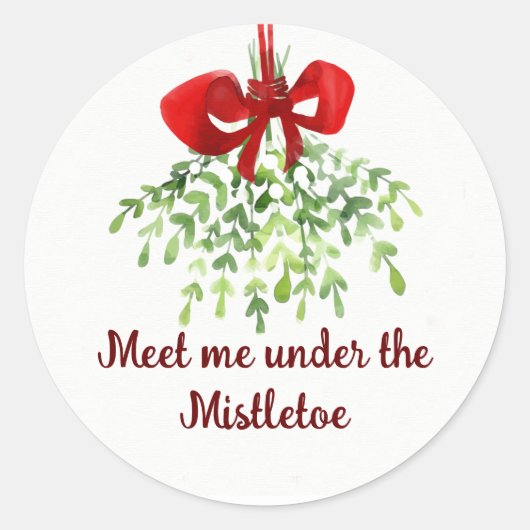 Fun Romantic ontmoet Mistletoe Quote Kerstmis Ronde Sticker (Voorkant)