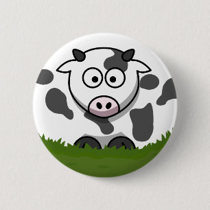 Fun Round Cartoon Cow Ronde Button 5,7 Cm
