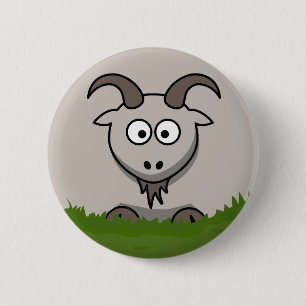 Fun Round Cartoon Goat Ronde Button 5,7 Cm