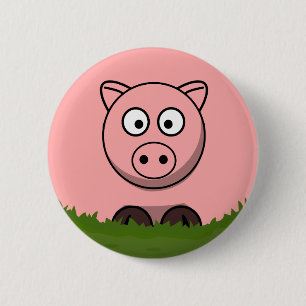 Fun Round Cartoon Pig Ronde Button 5,7 Cm