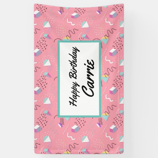 Fun roze 1990-videokaart Throwback Spandoek (Verticaal)